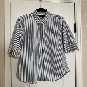 Ralph Lauren Sport Navy and White Striped Polo Shirt